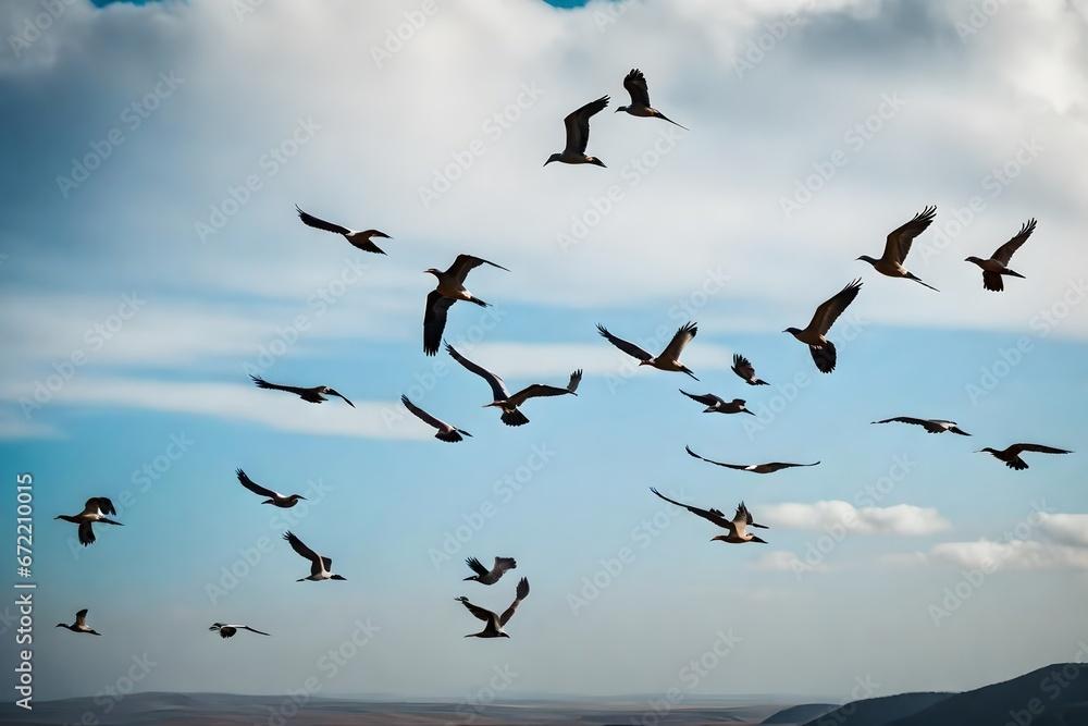 Fototapeta premium flock of birds Generated Ai