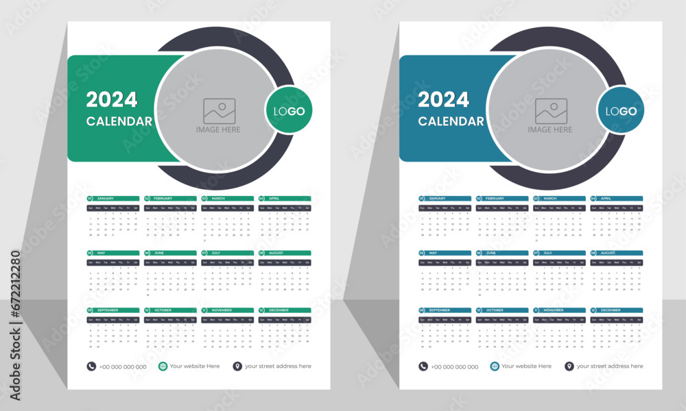 Wall Calendar Design 2024 | Vector Layout Wall Calendar Design Elemant ...