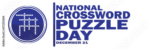 National Crossword Puzzle Day Vector illustration. December 21. Holiday concept. Template for background, banner, card, poster with text inscription. 