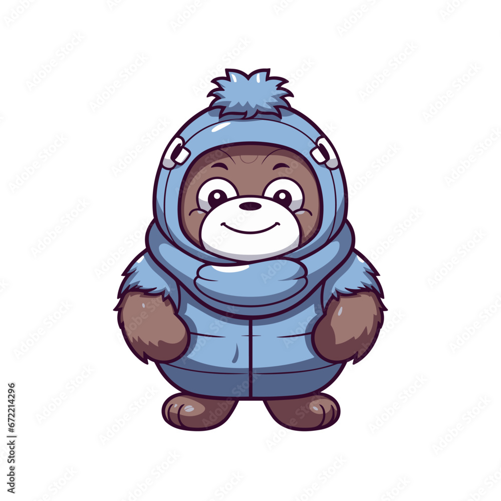 Winter gorilla vector clipart. Good for fashion fabrics, children’s clothing, T-shirts, postcards, email header, wallpaper, banner, events, covers, advertising, and more.