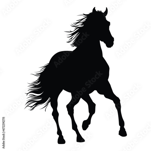 Trotting Horse Silhouette on White