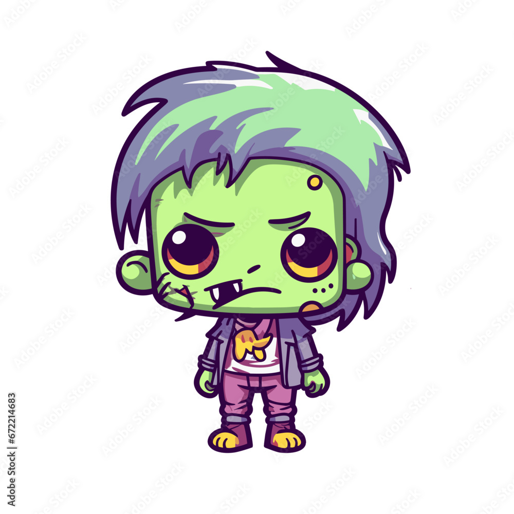 Cute zombie vector clipart. Good for fashion fabrics, children’s clothing, T-shirts, postcards, email header, wallpaper, banner, events, covers, advertising, and more.