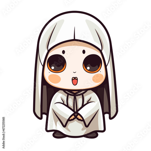 Cute nun vector clipart. Good for fashion fabrics, children’s clothing, T-shirts, postcards, email header, wallpaper, banner, events, covers, advertising, and more.