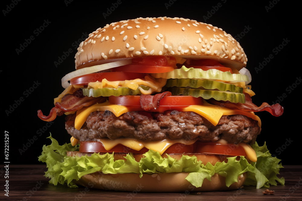 hamburger on black background hamburger on black background