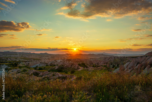 Sunset in Göreme, Cappadocia region of Türkiye.