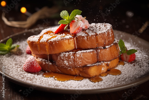 French toast drizzled with syrup