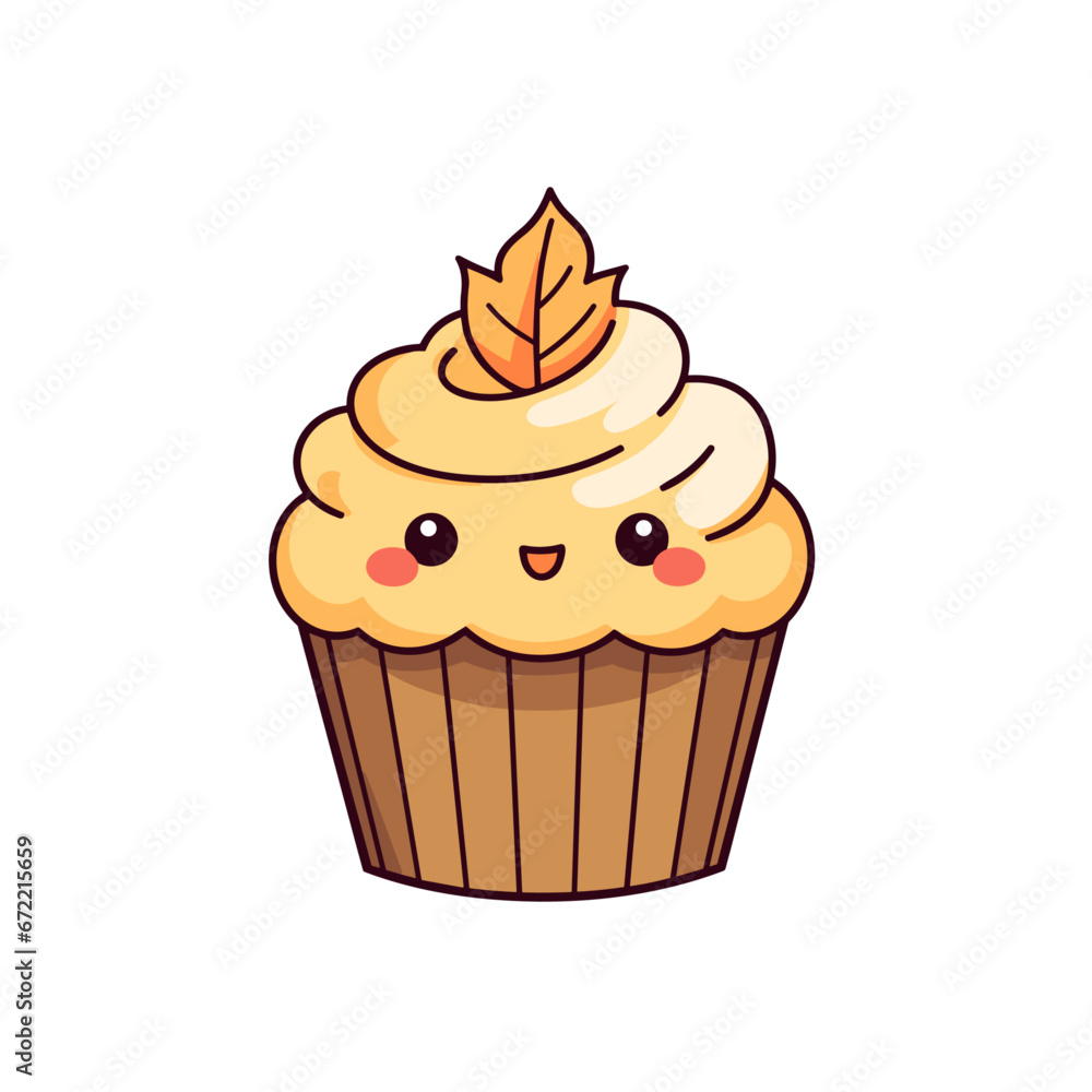 Autumn fall cupcake vector clipart. Good for fashion fabrics, children’s clothing, T-shirts, postcards, email header, wallpaper, banner, events, covers, advertising, and more.