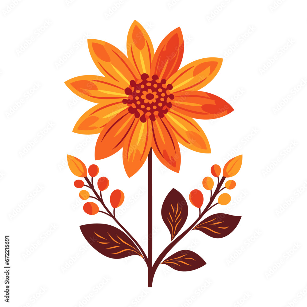Autumn flower vector clipart. Good for fashion fabrics, children’s clothing, T-shirts, postcards, email header, wallpaper, banner, events, covers, advertising, and more.