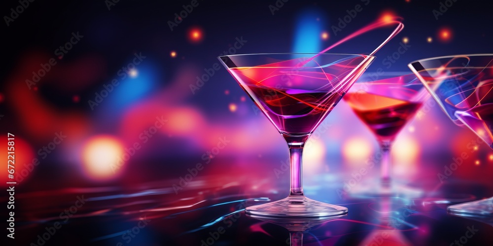 Abstract illustration of a cocktail drink with room for copy space. - obrazy, fototapety, plakaty 