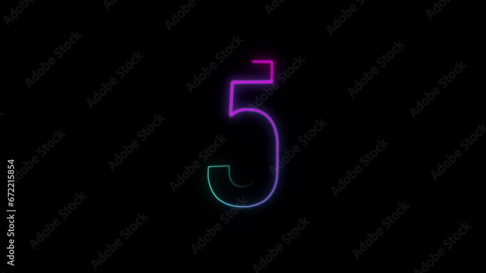 Neon number 5 with alpha channel, neon numbers Neon number 5 with alpha channel, neon numbers