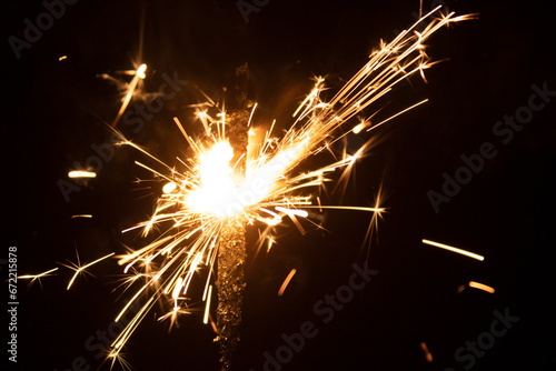 sparkler on a black background  close-up  macro