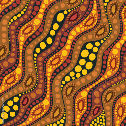 Vector dot art seamless pattern design from aboriginal culture