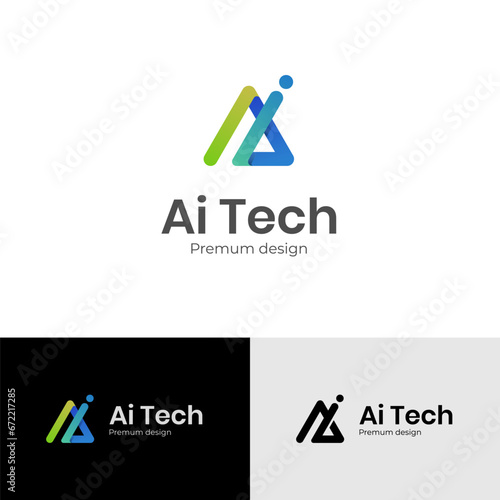 letter ai identity logo design with multicolor shape icon design element, minimalist style for business technology and company identity