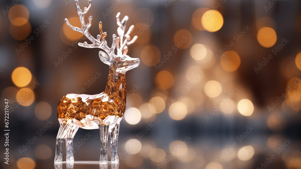 A glittering cristal deer on a Christmas background