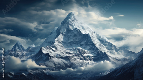 Majestic Snow Capped Mountain Peak in a Wintry Landscape © Graphics.Parasite
