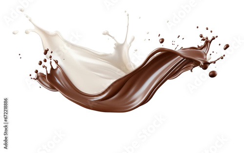 rozpryskiwana biały krem jogurtowy i czekoladowy, zatrzymany w kadrze z pojedynczymi kroplami