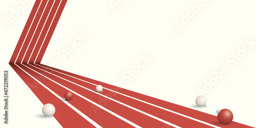 Abstract 1970's style red stripes on white background with evening balls have blank space Christmas concept. Merry Xmas and Happy New Year vector illustration retro greeting card template.