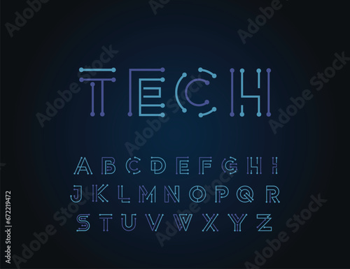 TECH Modern abstract digital alphabet colorful font minimal technology typography creative urban. vector illustration