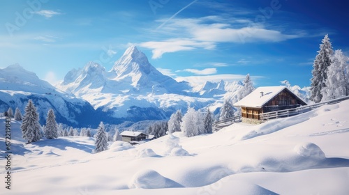 Mountain peak in winter beauty of nature