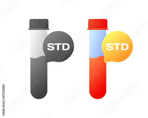 STD in vitro icons. Different styles, test tube icon, STD in a test tube. Vector icons