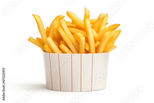 Generative AI : French fries bucket isolated on transparent or white background photo