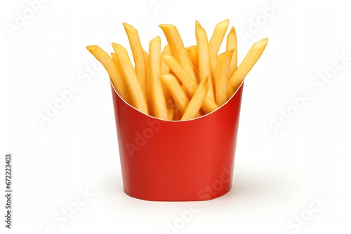 Generative AI : French fries bucket isolated on transparent or white background