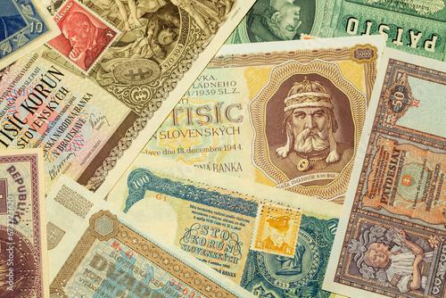 Wallpaper Mural Different kinds old Banknotes from the all World in the Detail Torontodigital.ca