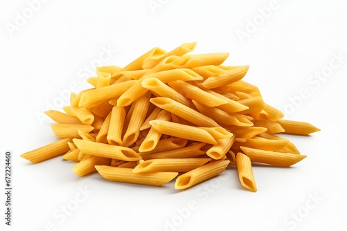 Generative AI : Penne rigate pasta isolated on transparent or white background