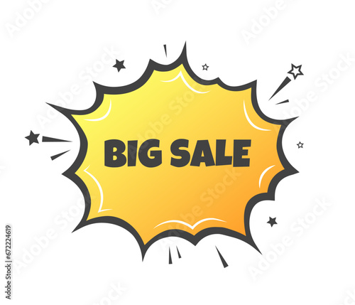 Big sale sign. Flat, yellow, explosion sign, big sale sign, sales sign. Vector icon