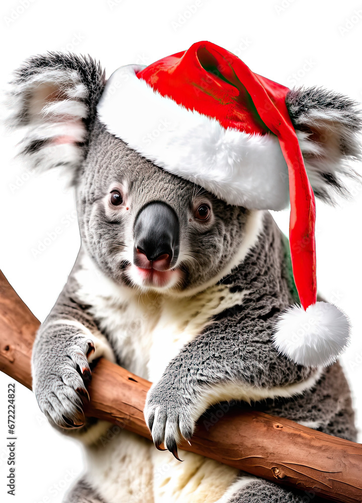 A beautiful Koala with Christmas clothes png with transparent background A beautiful Koala with Christmas clothes png with transparent background