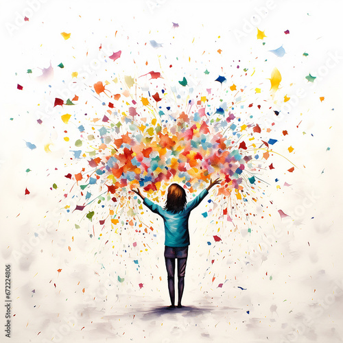 Confetti  small pieces of color to celebrate life ilustration  white backgorund