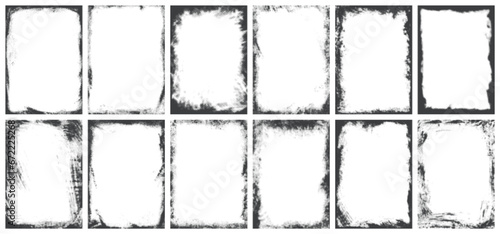 Grunge frames set elements monochrome