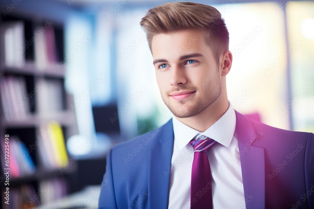 close up shot of handsome male business man in an office, smart suit and tie close up shot of handsome male business man in an office, smart suit and tie