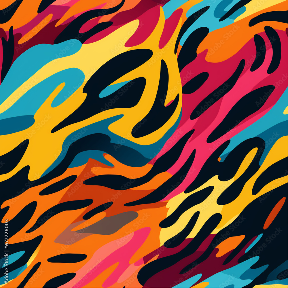 seamless pattern with colorful tiger stripes 