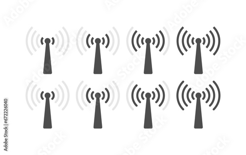 Signal distribution icons. Silhouette, black, signal distributors icons. Vector icons