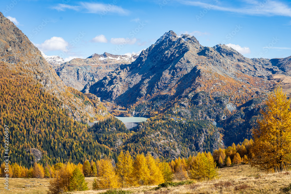 Alpe Palù in autunno, Valmalenco  - obrazy, fototapety, plakaty 