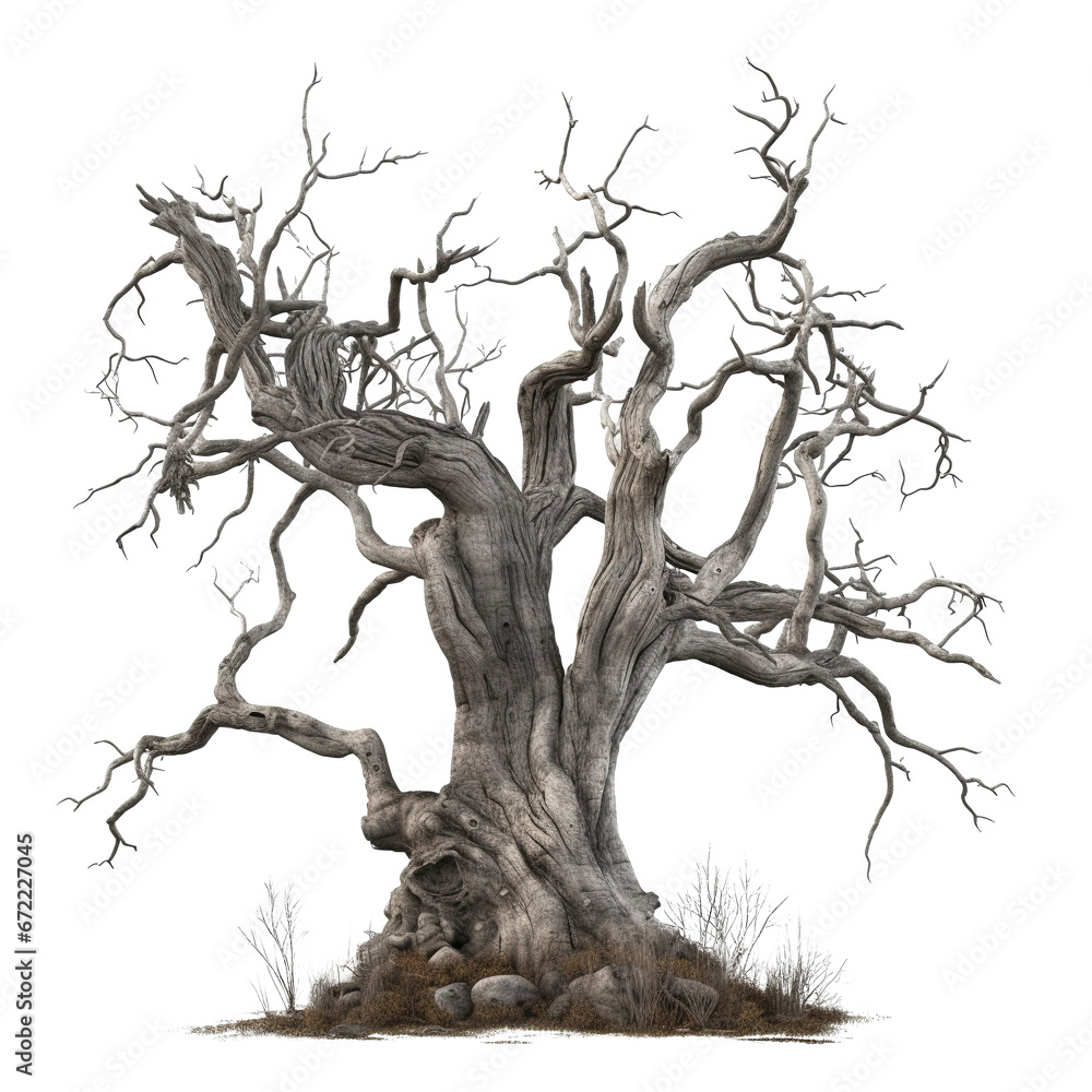 creepy gnarled trees isolated