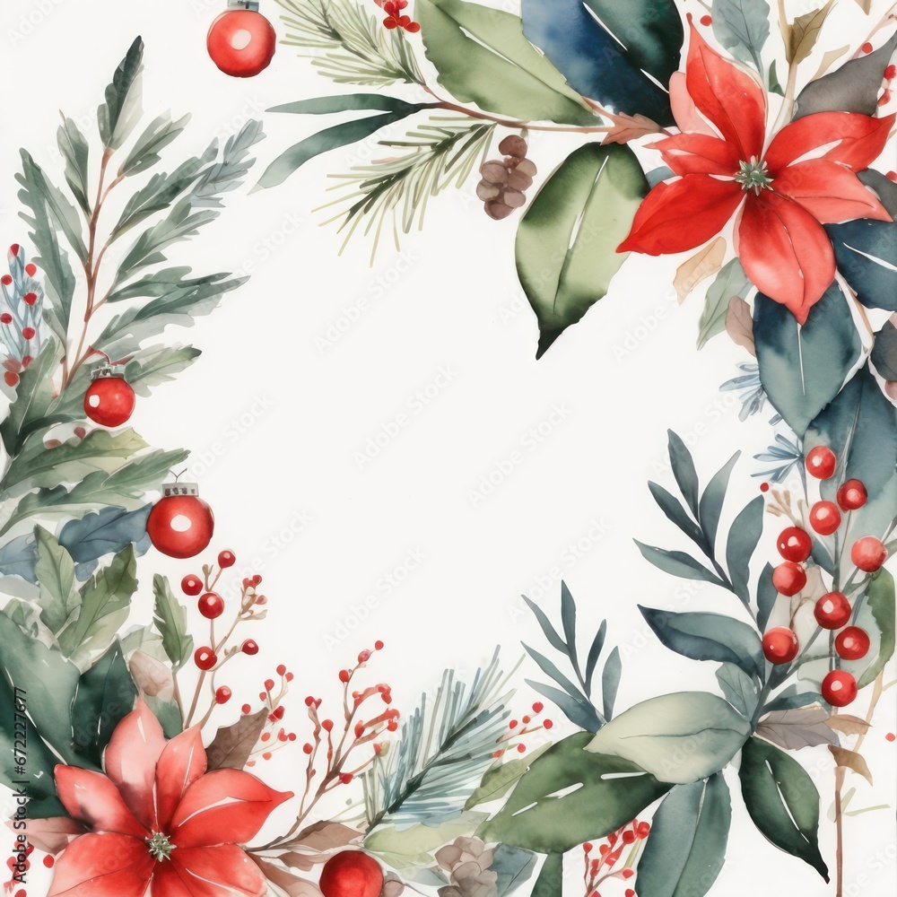 Watercolor Christmas Flower Decoration