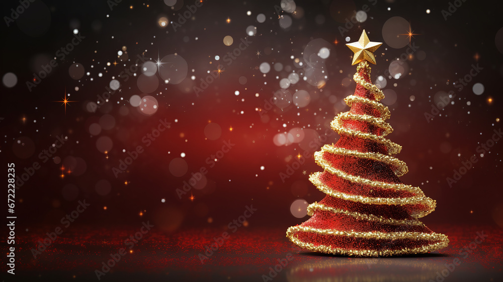 Christmas Tree Adorned with Gold Sparkling Ornaments on a Sparkling Holiday Christmas Tree Adorned with Gold Sparkling Ornaments on a Sparkling Holiday