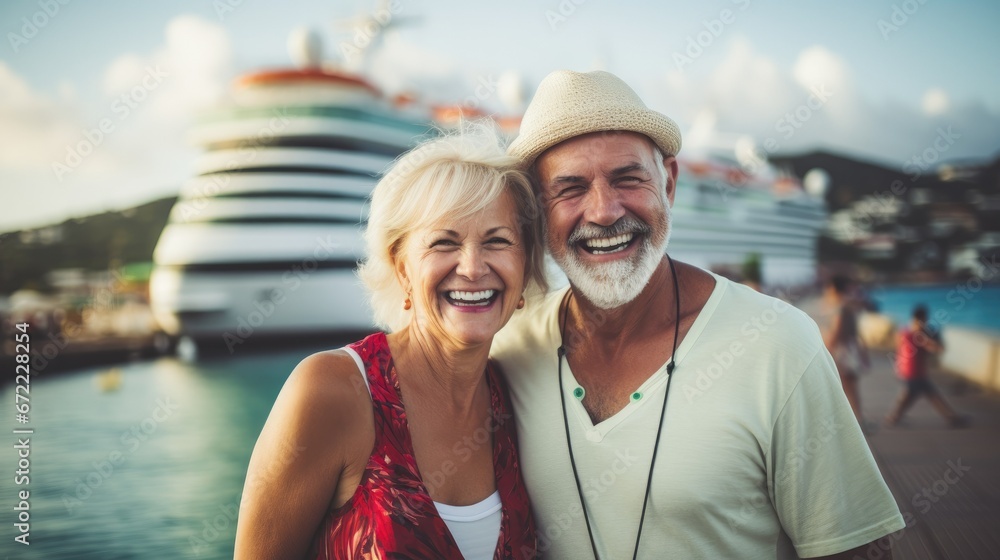 Cruise Ship Immortalizes Retired Couple's Happy Bond - obrazy, fototapety, plakaty 