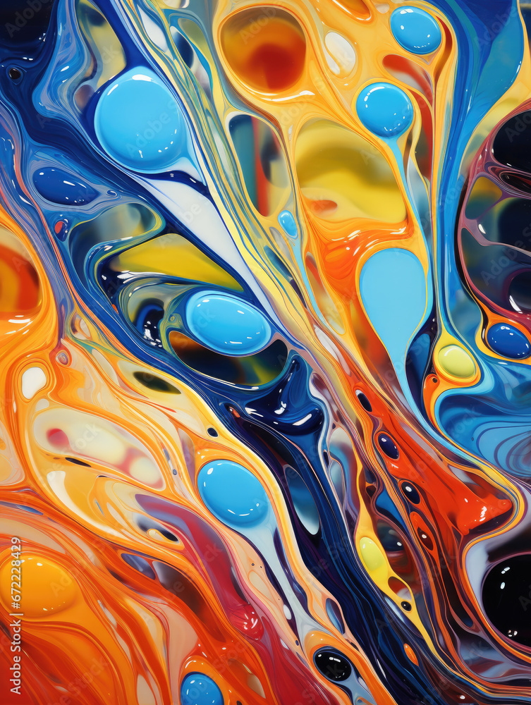 Generative ai illustration of water exuding vibrant colored oil liquidart Generative ai illustration of water exuding vibrant colored oil liquidart