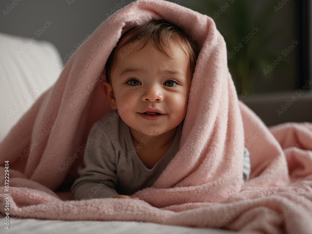 happy baby being under blanket enjoying. AI Generative happy baby being under blanket enjoying. AI Generative