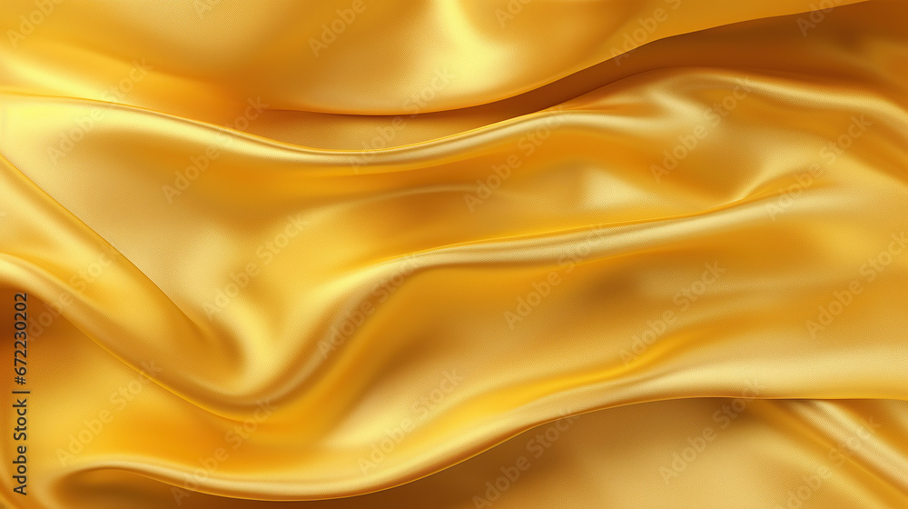 Gold silk satin. Soft folds. Fabric. Gold luxury background. Space for design. Wavy lines, Banner, Wide, Long, Flat lay, top view table. Beautiful. Elegant. Gold silk satin. Soft folds. Fabric. Gold luxury background. Space for design. Wavy lines, Banner, Wide, Long, Flat lay, top view table. Beautiful. Elegant.