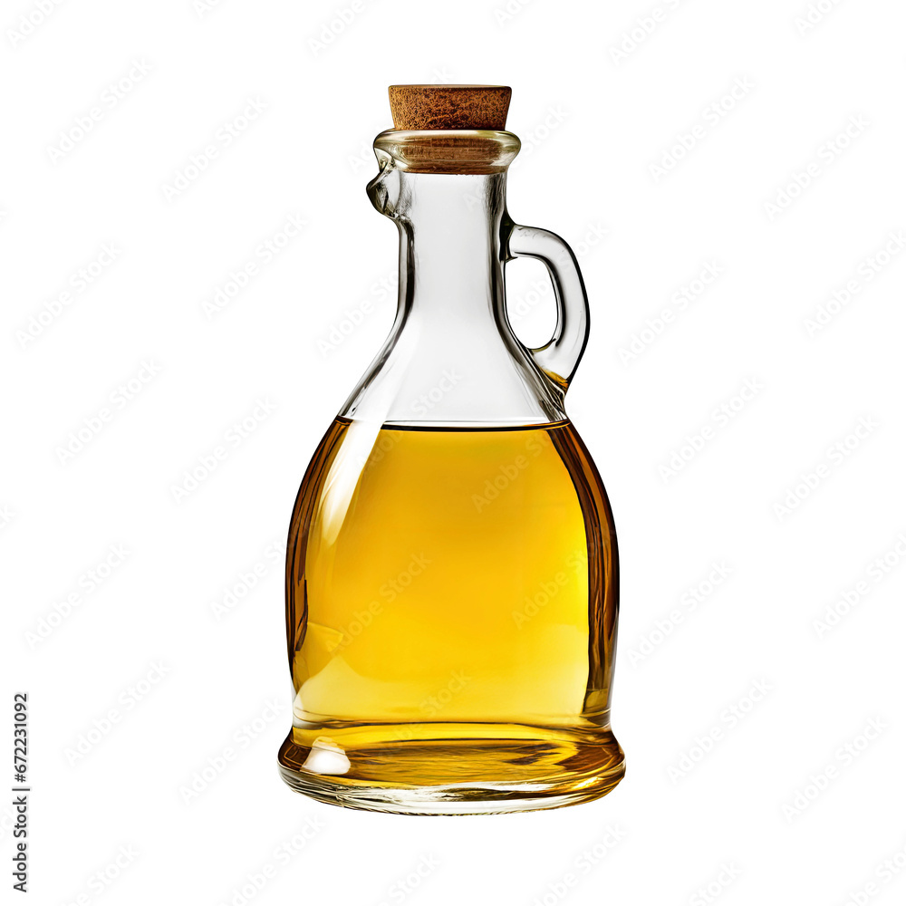 Bottle of cooking oil with cork cap isolated on transparent background. Clipping path Bottle of cooking oil with cork cap isolated on transparent background. Clipping path