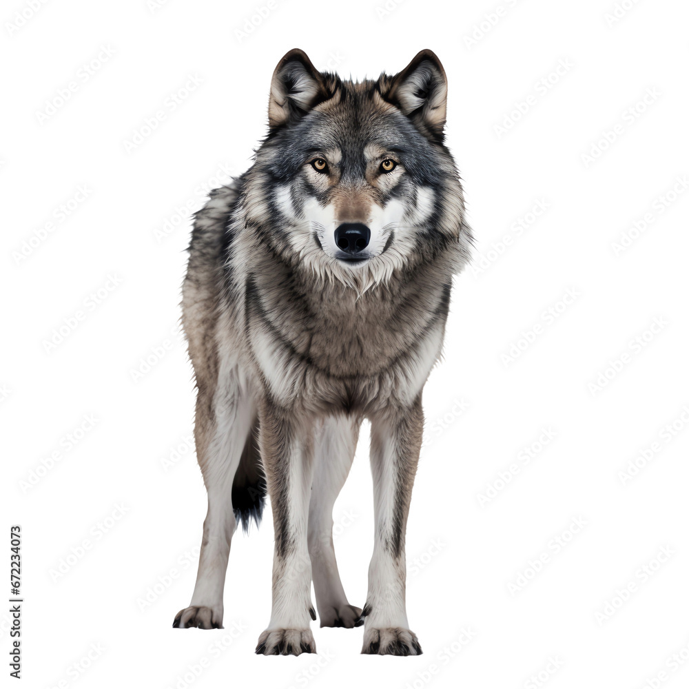 a wolf standing on a black background