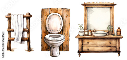 Bathroom supplies collection illustration