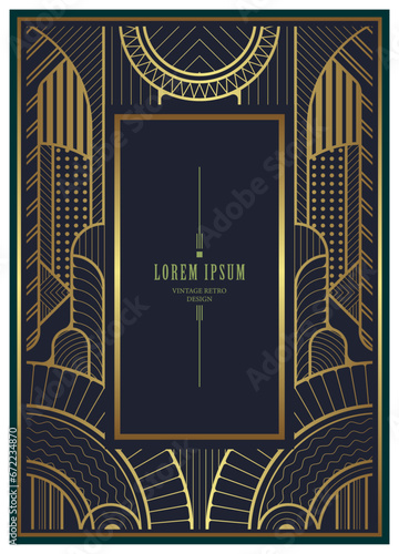 Retro geometric frame Premium Vector