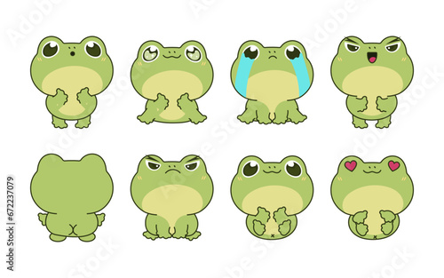 Obraz na płótnie Set of Kawaii Isolated Frog