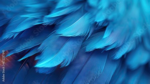  a close up of a blue bird's feathers with a blurry background.  generative ai photo