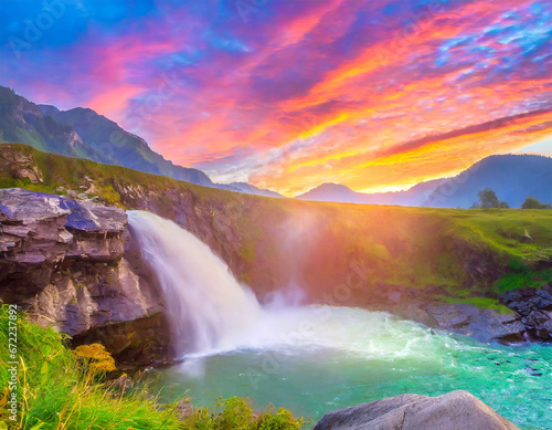 waterfall in the mountains